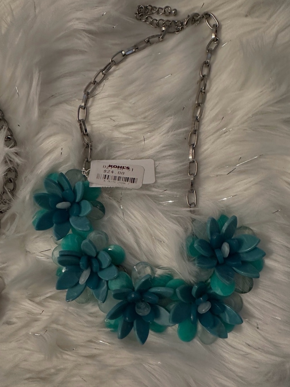 Teal Floral Statement Necklace -